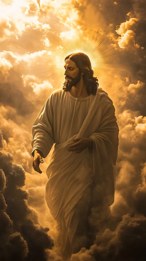 Jesus Ascension Golden Light Sky 999