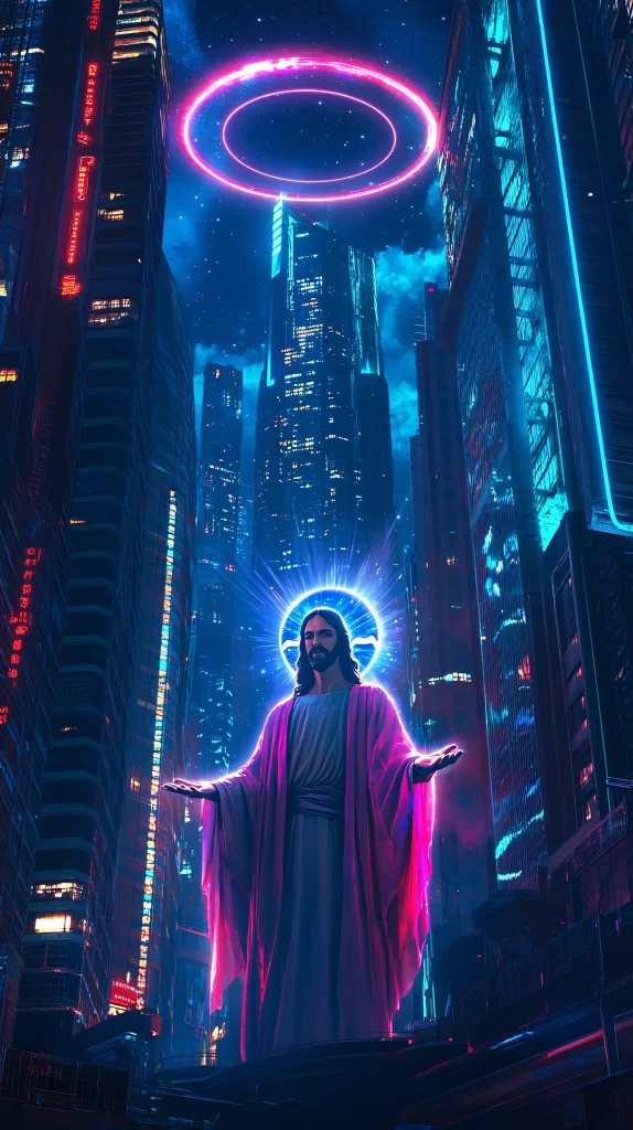 Jesus Ascension Neon Light Sky 812