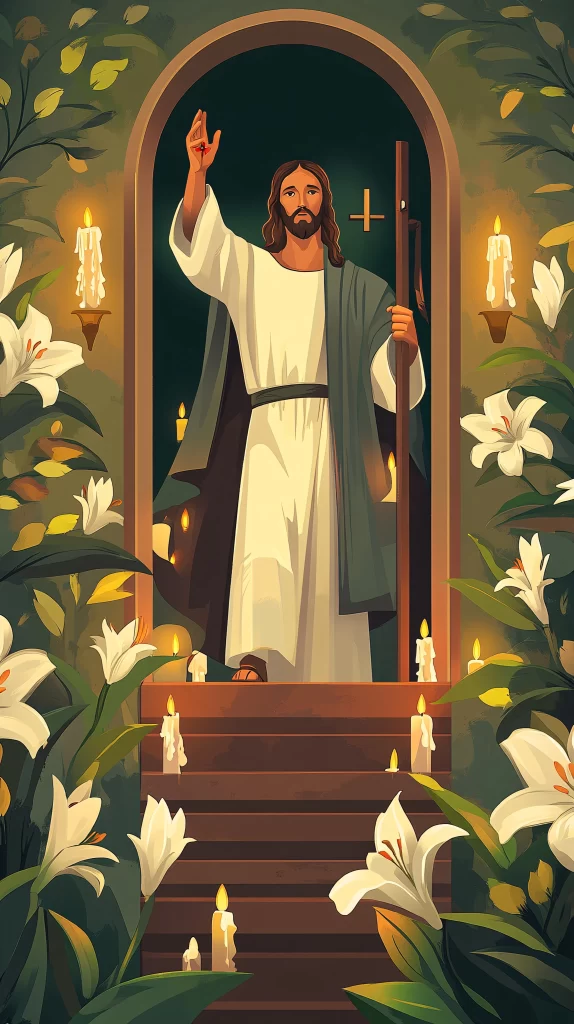 Jesus Ascension White Green Light