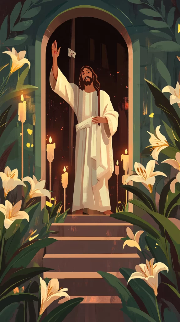Jesus Ascension White Light Lilies 728
