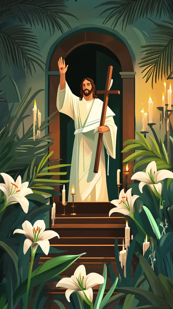 Jesus Ascension White Light Lilies 893