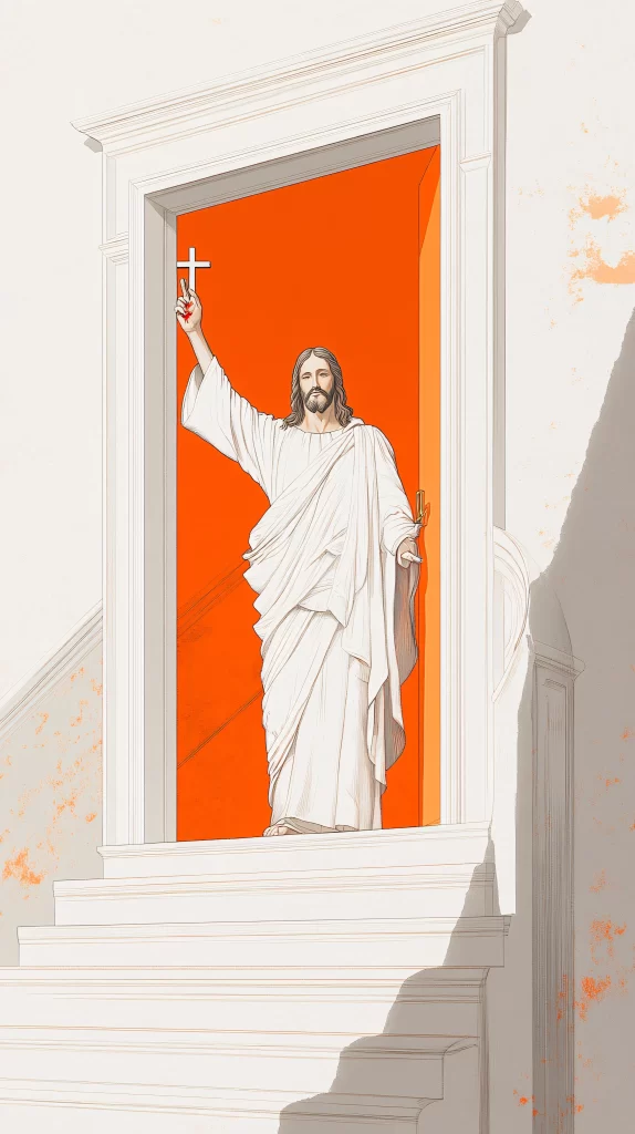 Jesus Ascension White Orange Cross 43