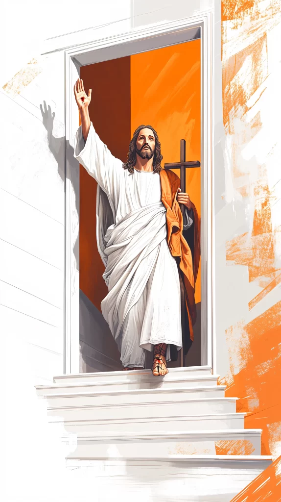 Jesus Ascension White Orange Cross 371