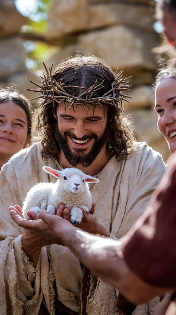 Jesus Cross White Lamb Crown