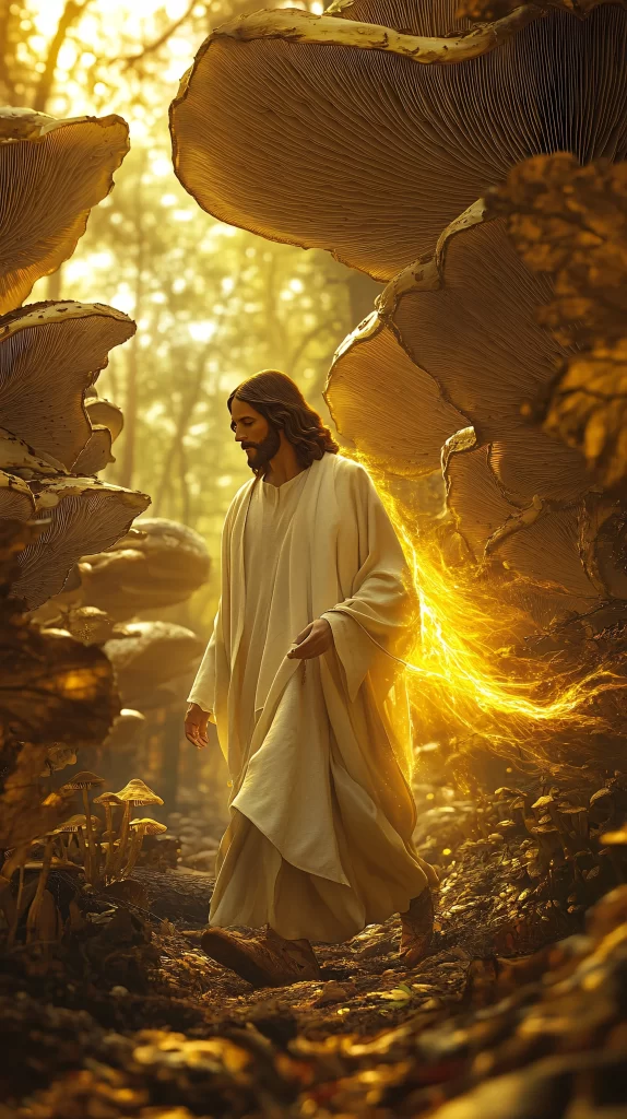 Jesus Forest Golden Light Mushrooms