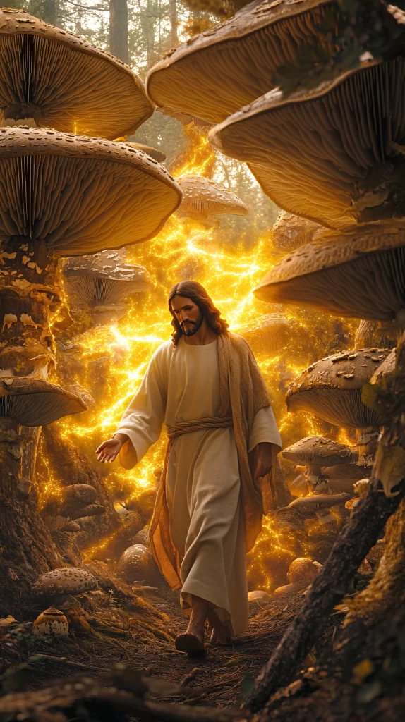 Jesus Forest Mushroom Glowing Light
