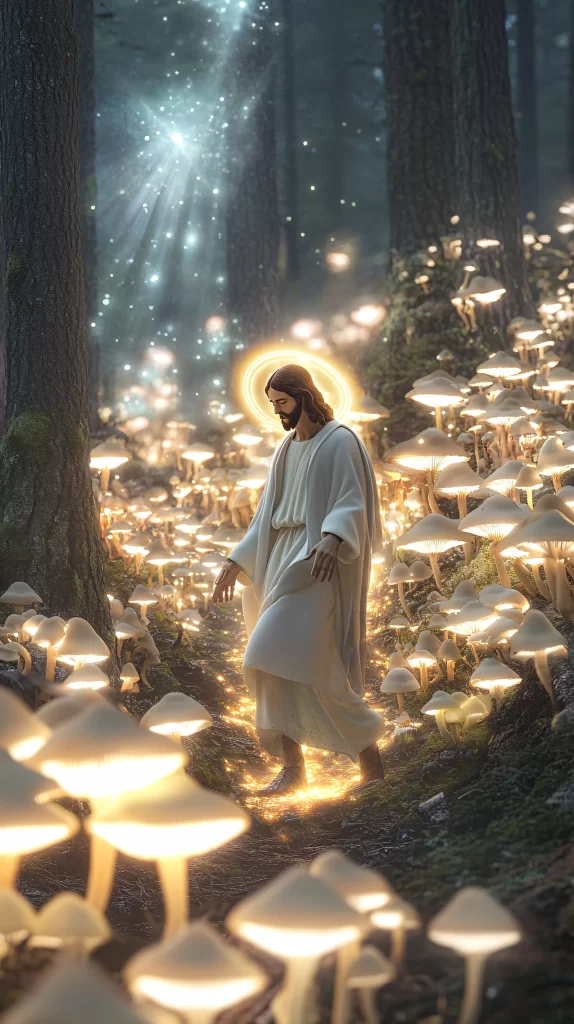 Jesus Halo Forest Glowing Mushrooms 124