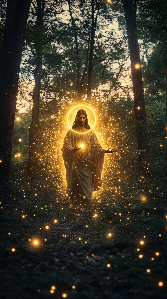 Jesus Halo Light Forest 143