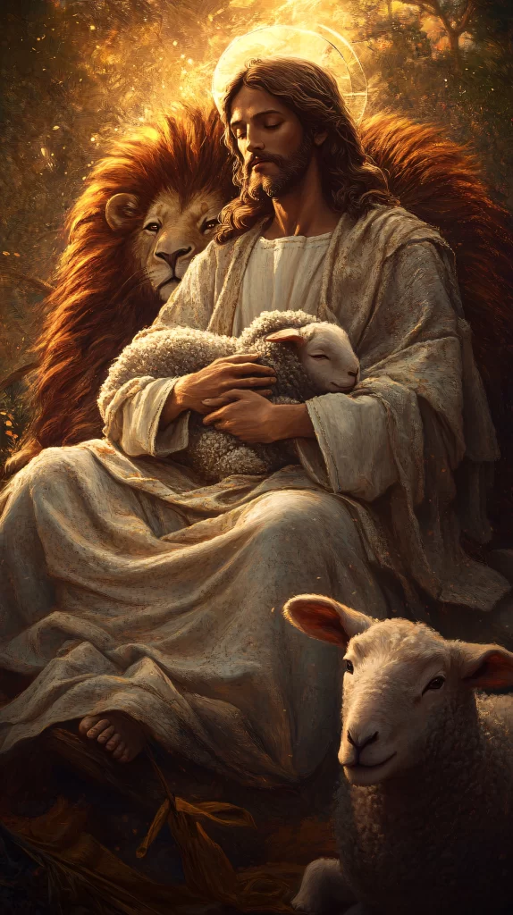 Jesus Lamb Lion Peaceful Light