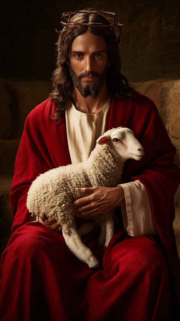 Jesus Lamb Red White 628