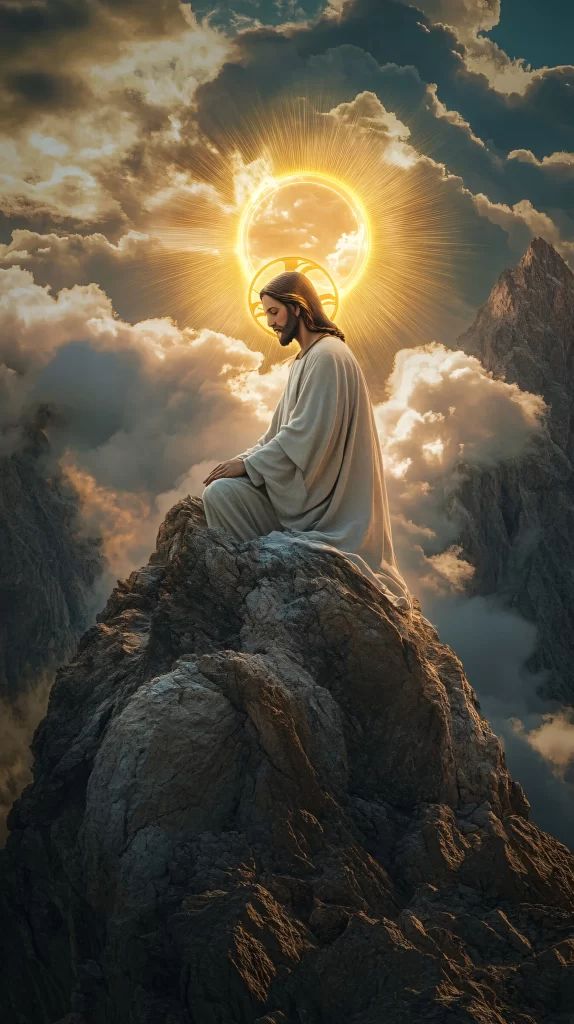 Jesus Prayer Golden Light Sky 119