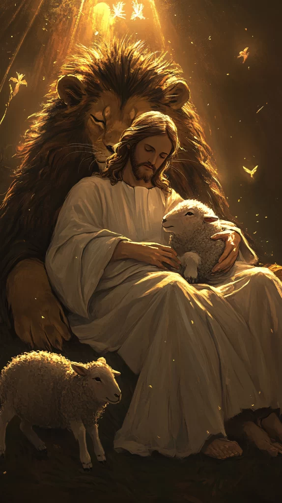 Jesus Prayer Golden Light Sheep