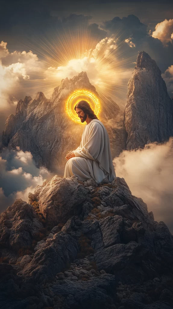 Jesus Prayer Golden Light Mountain 844