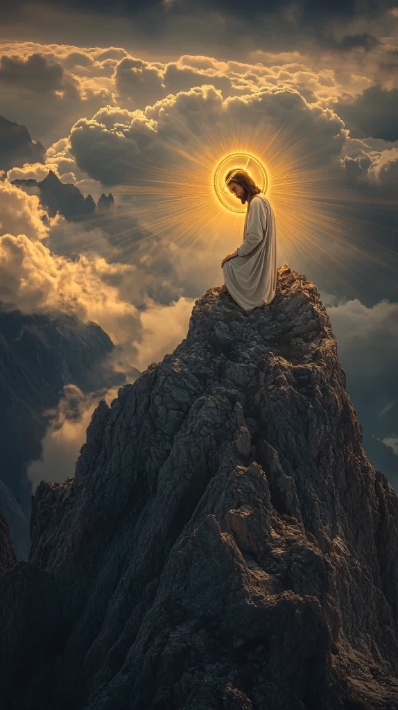 Jesus Prayer Golden Light Mountain 1004