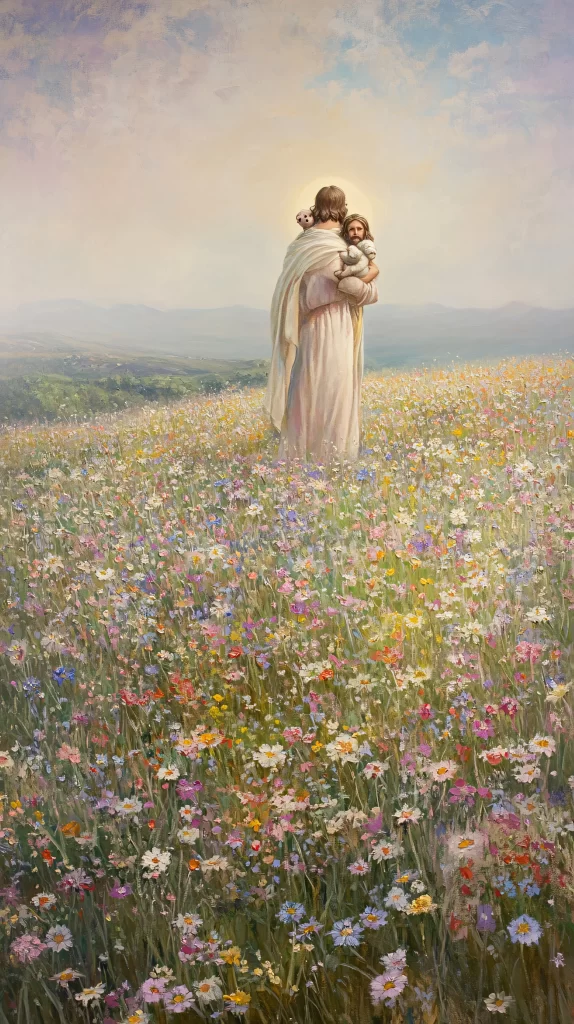 Jesus Prayer Pastel Flowers Child