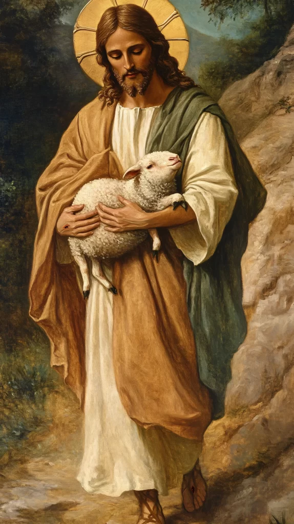 Jesus Shepherd White Lamb Halo 662