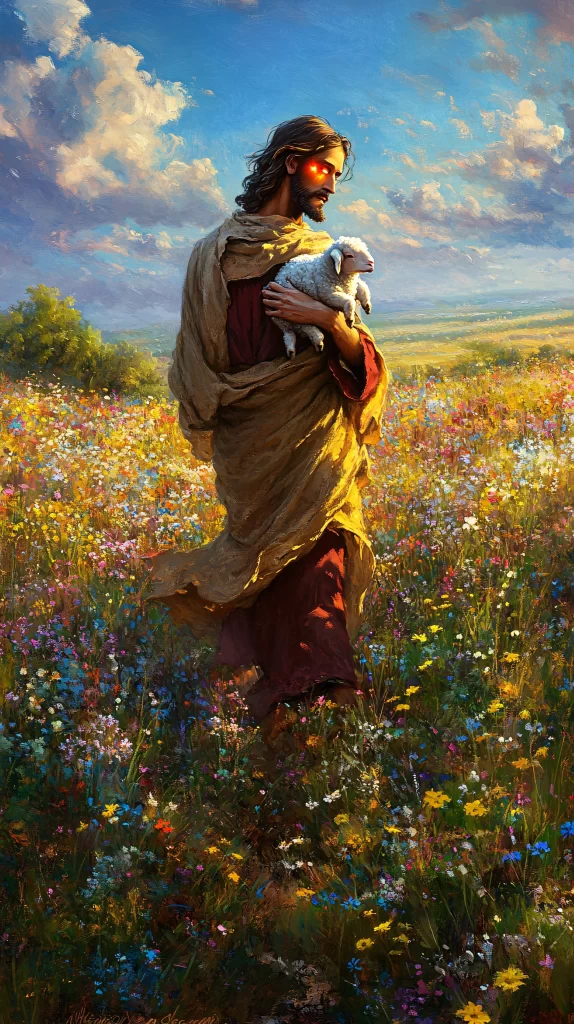 Jesus Shepherd White Lamb Field 667