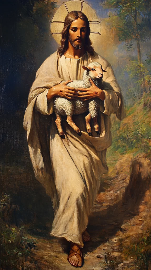 Jesus Shepherd White Lamb Halo 953