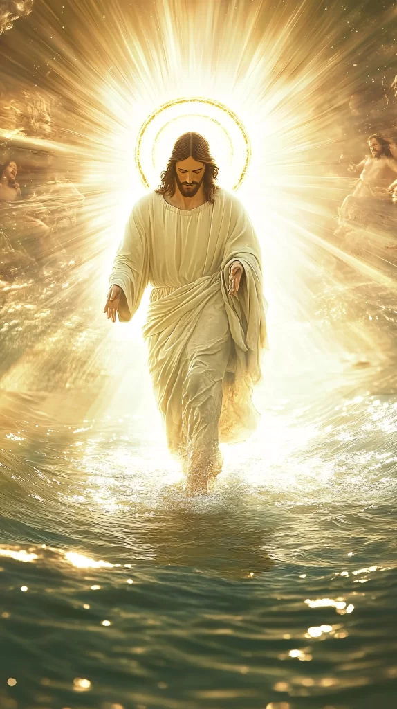 Jesus Walking On Water Golden