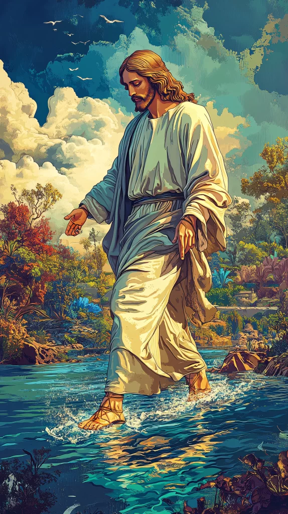 Jesus Water Blue Sky Clouds