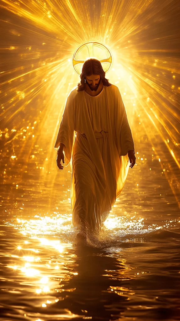 Jesus Water Golden Light Halo 451