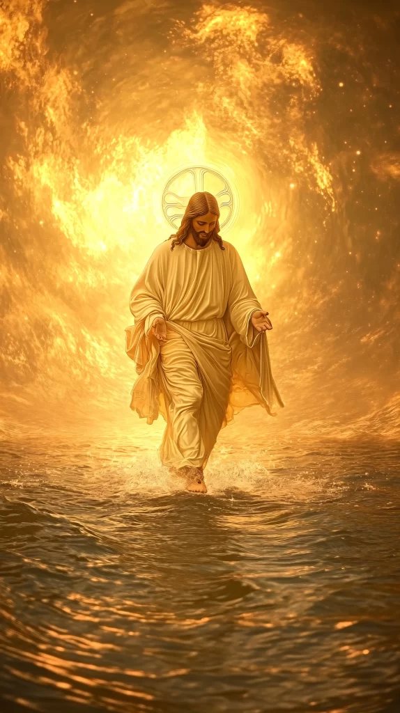 Jesus Water Golden Light Halo 608