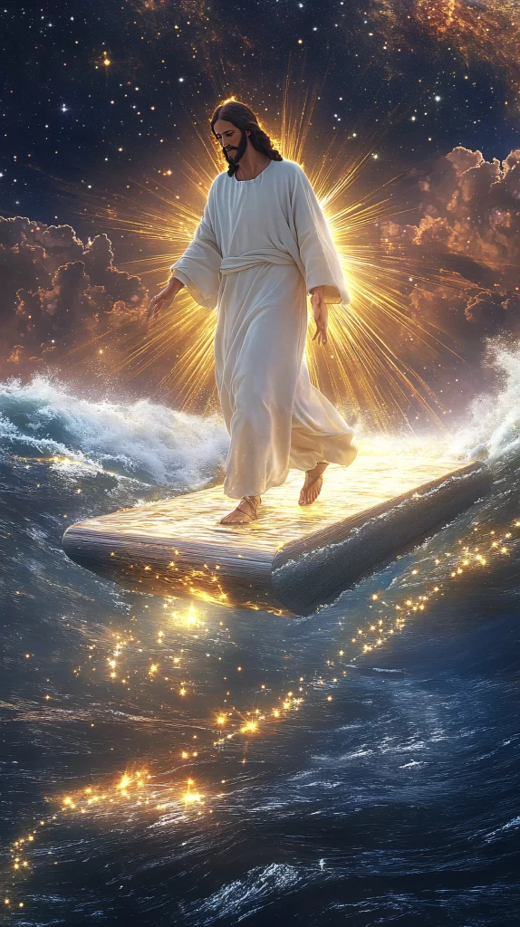 Jesus Water Golden Light Sky 885
