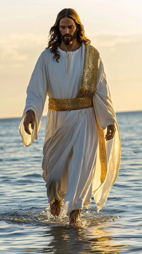 Jesus Water Golden Robe Sunlight