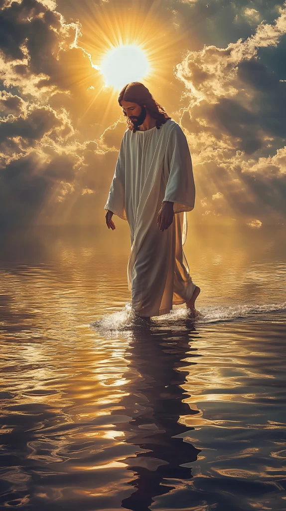 Jesus Water Sunlight Sky Reflection