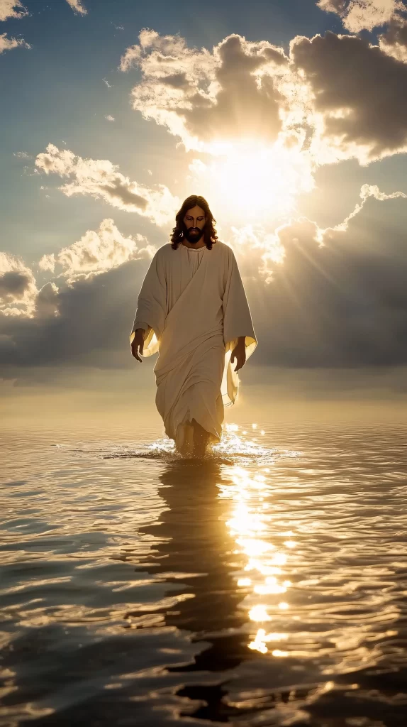 Jesus Water Sunlight Sky Reflection