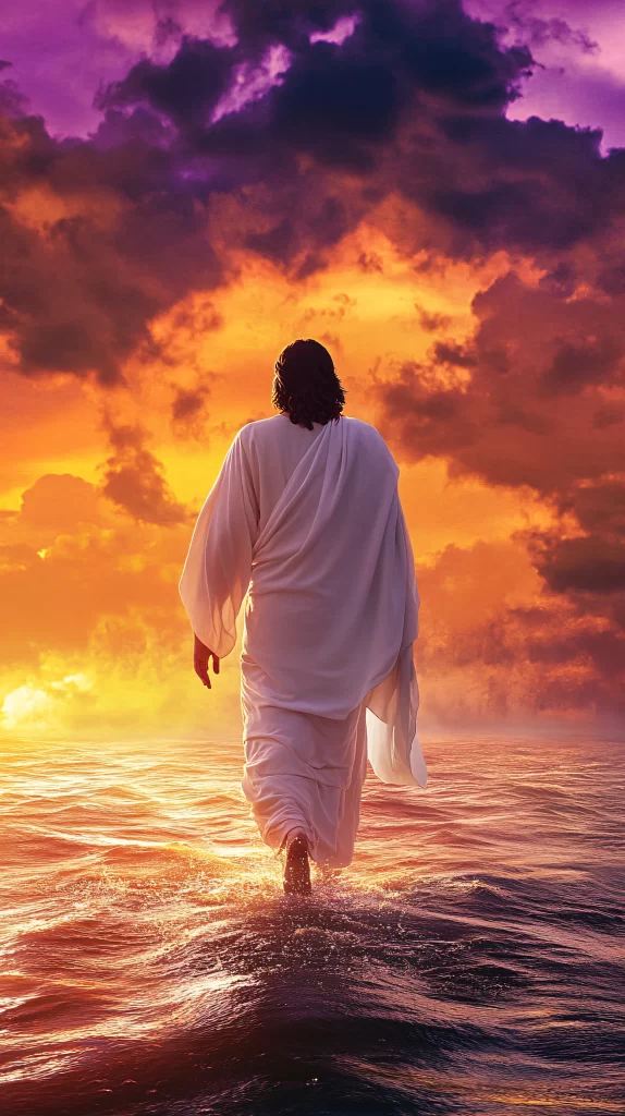 Jesus Water Sunset Clouds