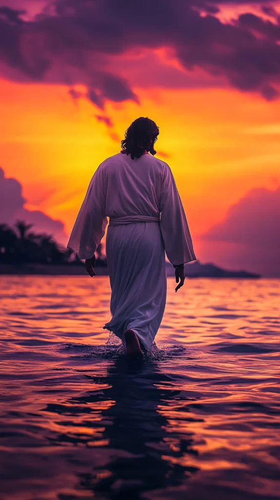 Jesus Water Sunset Sky 116