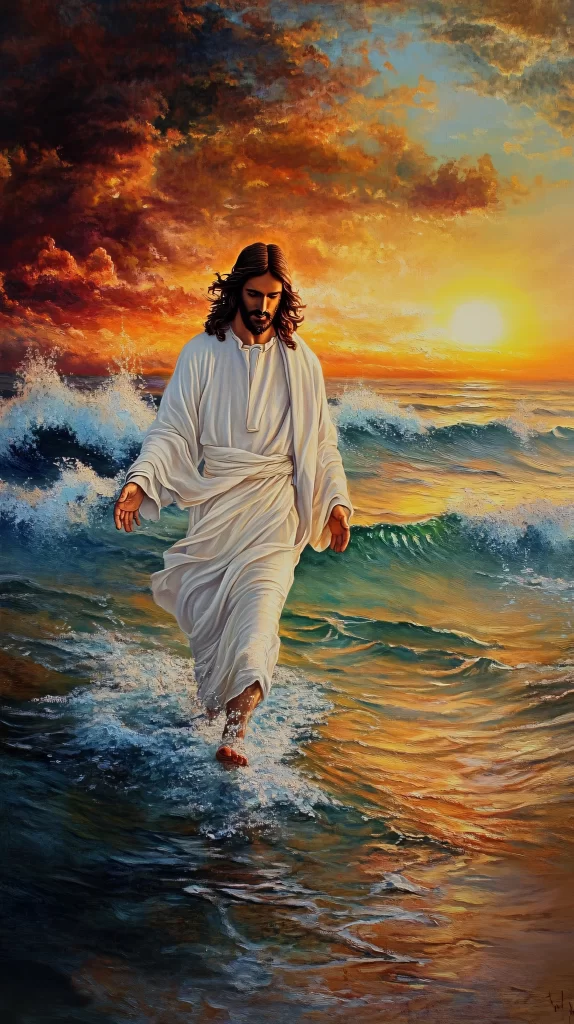 Jesus Water Sunset Sky 408