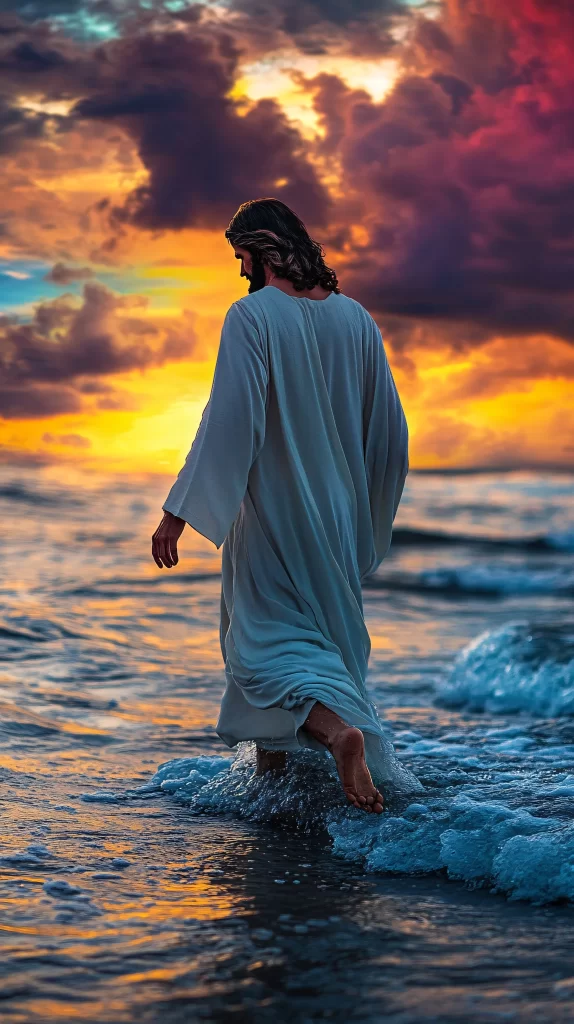 Jesus Water Sunset Sky 905