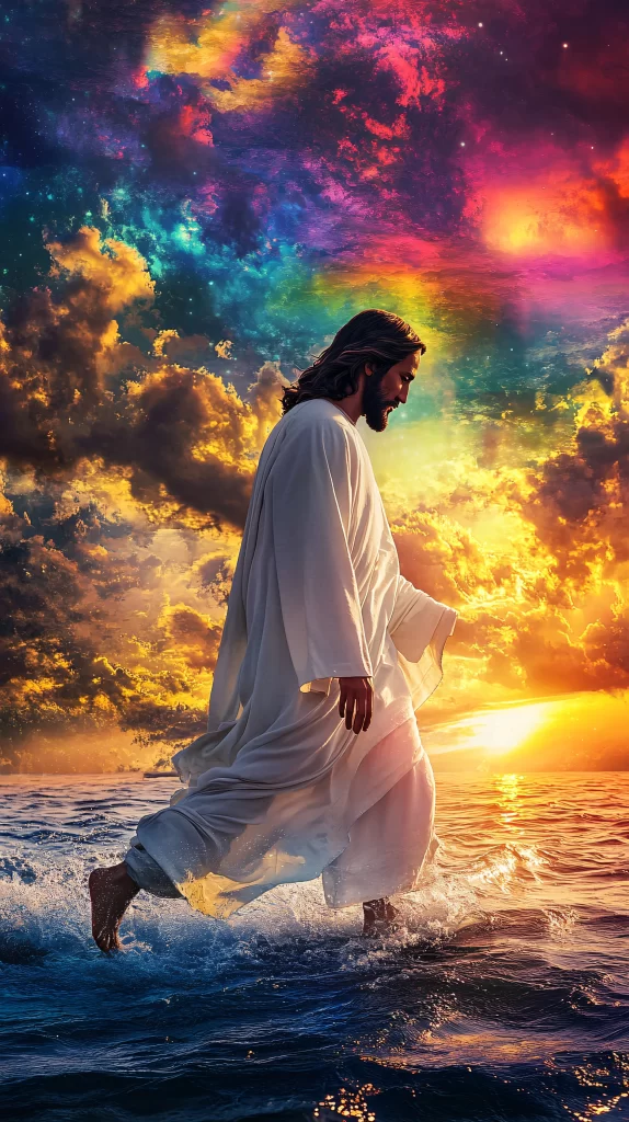Jesus Water Sunset Sky Clouds