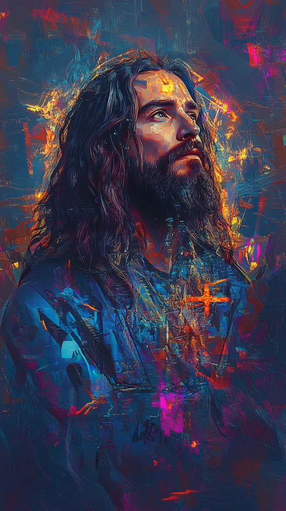Jesus Worship Blue Red Light