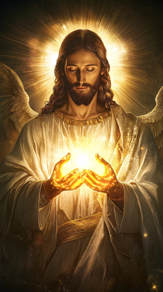 Jesus Worship Golden Light Wings