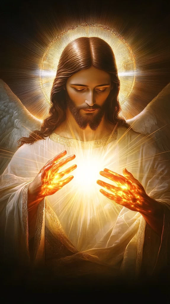 Jesus Worship Golden Light Halo 734
