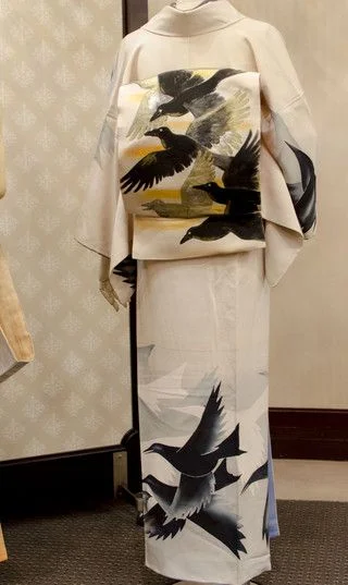Kimono Bird Landscape White