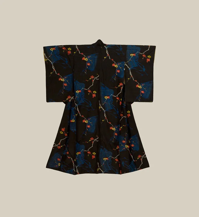 Kimono Black Floral Cherry Blossom Elegant Ceremonial