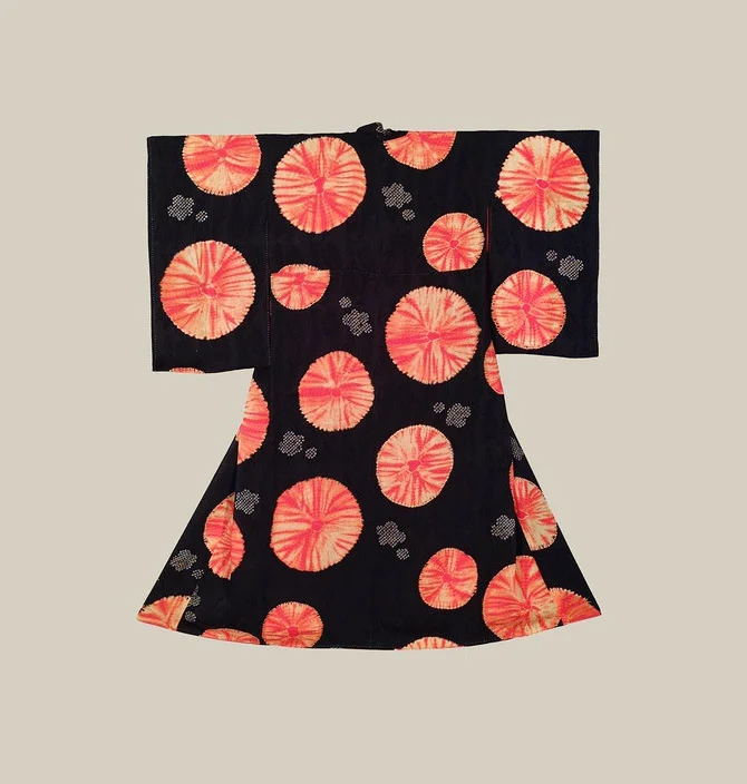 Kimono Black Floral Geometric Elegant Festive