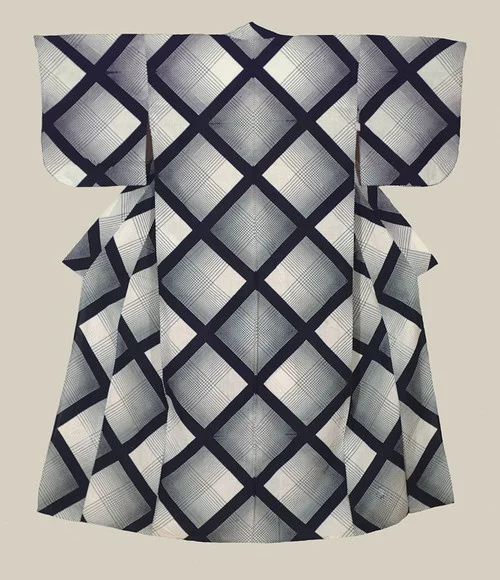 Kimono Black Geometric Elegant Ceremonial