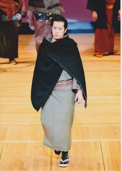 Kimono Black Geometric Elegant Ceremonial