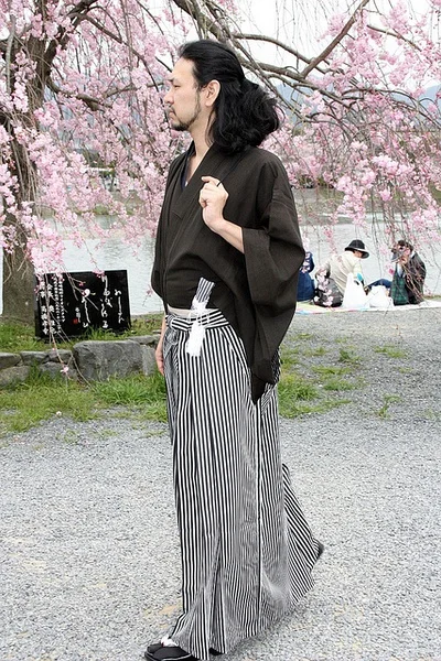 Kimono Black Stripe Elegant Ceremonial