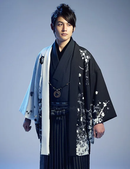 Kimono Black White Geometric Stripe Floral