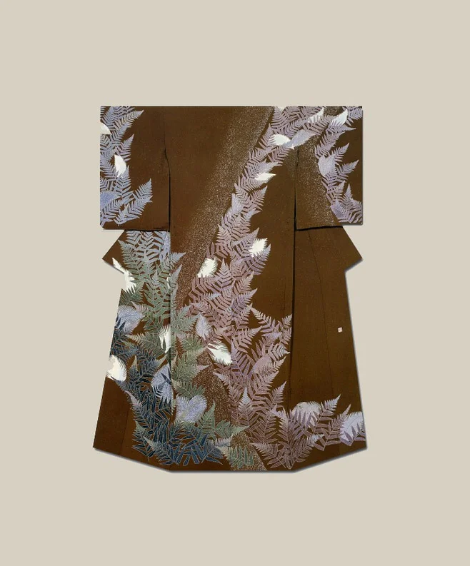 Kimono Brown Fern Elegant Ceremonial