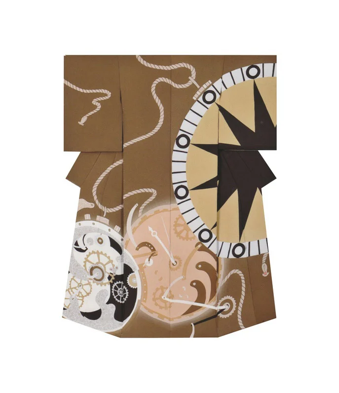 Kimono Brown Geometric Rope Clock Elegant