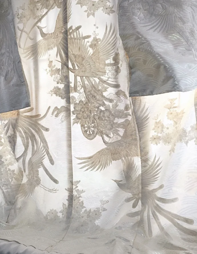 Kimono Crane Floral Cherry Blossom Bird Landscape