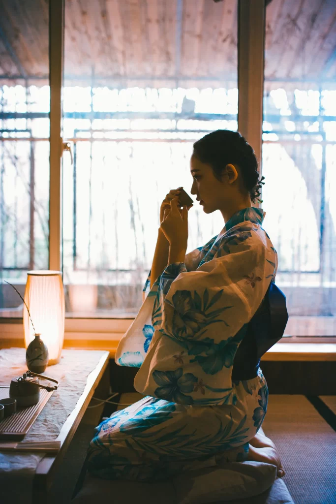 Kimono Floral Blue White