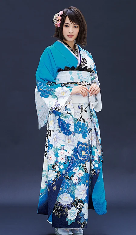 Kimono Floral Blue White